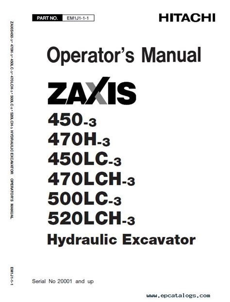 Hitachi Zaxis 450 3 450lc 3 470h 3 470lch 3 500lc 3 520lch 3 Excavator Service Repair Manual Instant Download