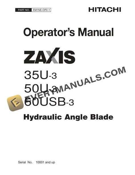 Hitachi Zaxis Zx 35u 3 50u 3 60usb 3 Hydraulic Angle Blade Service Repair Manual Instant Download