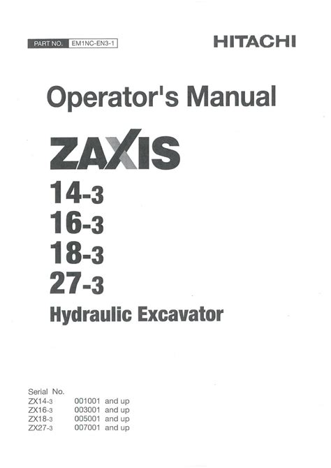 Hitachi Zaxis Zx16 Excavator Parts Catalog Manual