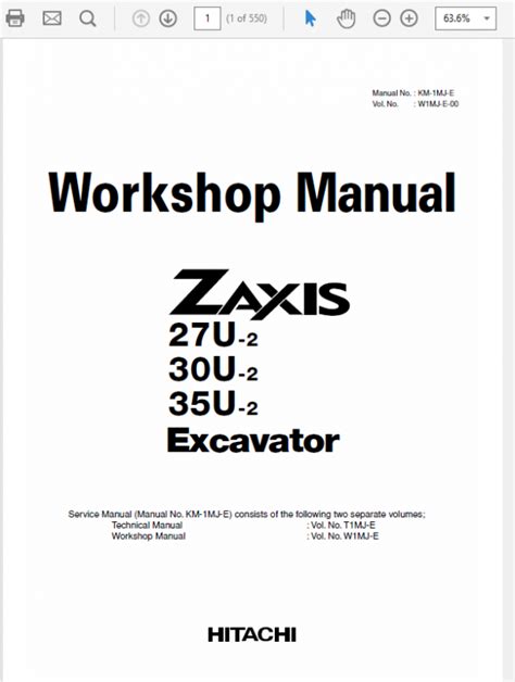 Hitachi Zaxis Zx30u 2 Excavator Parts Catalog Manual