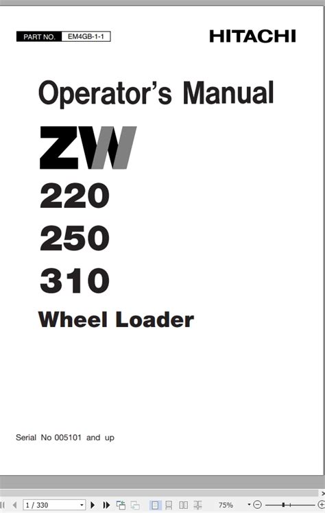 Hitachi Zw310 Wheel Loader Service Manual Set