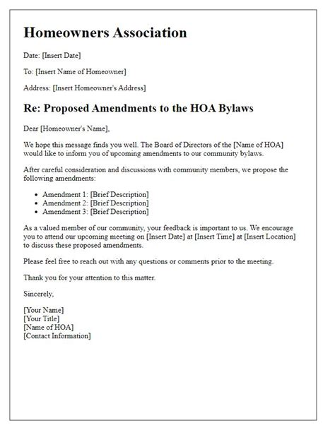 Hoa Amendment Template