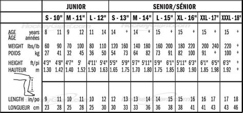 Hockey Shin Guard Sizing Chart