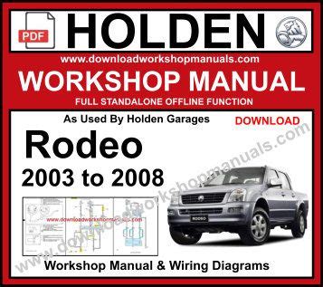 Holden Rodeo Ra 03 06 Workshop Service Repair Manual