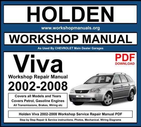 Holden Viva 2002 2008 Workshop Service Repair Manual