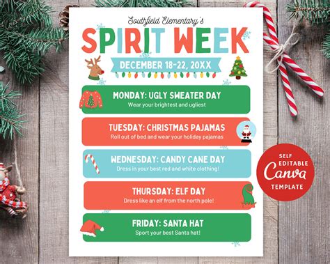 Holiday Spirit Week Template