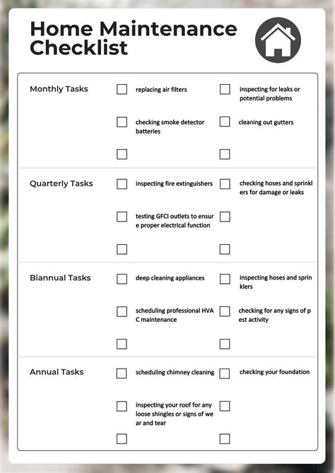 Home Maintenance Checklist Template