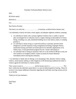Homeless Verification Letter Template