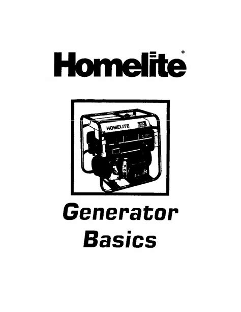 Homelite Generator Basics Service Repair Manual