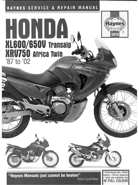 Honda Africa Twin Xrv 750 Transalp Xl 600 650 1987 2002 Service Repair Manual