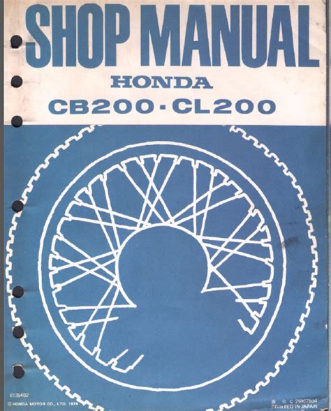 Honda Cb200 Cl200 Service Repair Manual Pdf 1974 Onwards