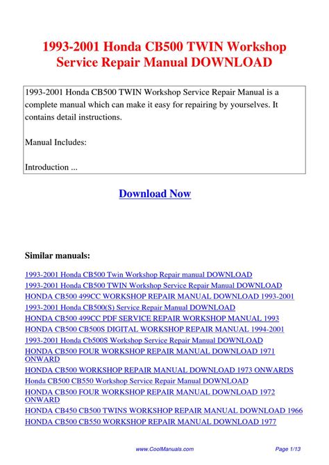 Honda Cb500 Cb500s Service Repair Manual Pdf 94 01