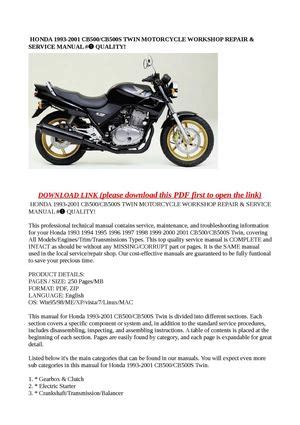 Honda Cb500 Service Repair Manual Pdf 1973 Onwards