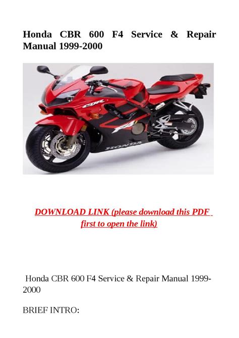 Honda Cbr 600 F4 1999 2000 Service Repair Manual Download