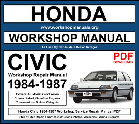 Honda Civic 1984 1987 Workshop Repair Service Manual