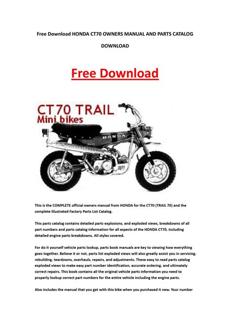 Honda Ct70 Owners Manual And Parts Catalog