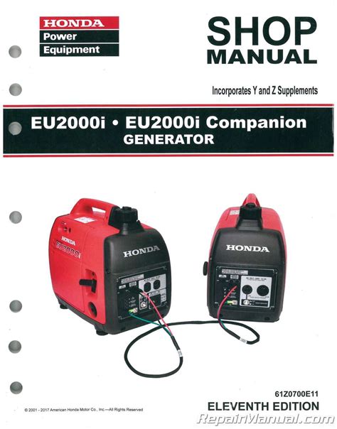 Honda Generator Eu2000i Shop Workshop Repair Owners Manual