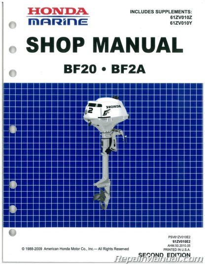 Honda Mariner Outboard Bf20 Bf2a Service Workshop Repair Manual Download