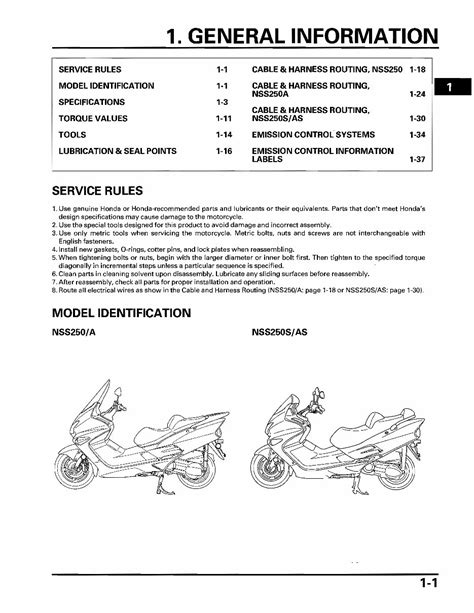 Honda Nss 250 Reflex 2001 2007 Service Manual