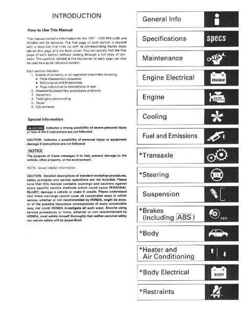 Honda Prelude 1997 1999 Service Repair Manual