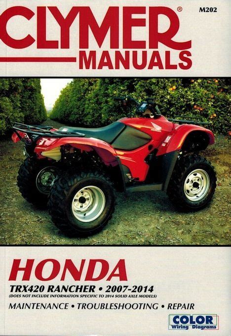 Honda Rancher Trx420 2007 2010 Repair Service Manual