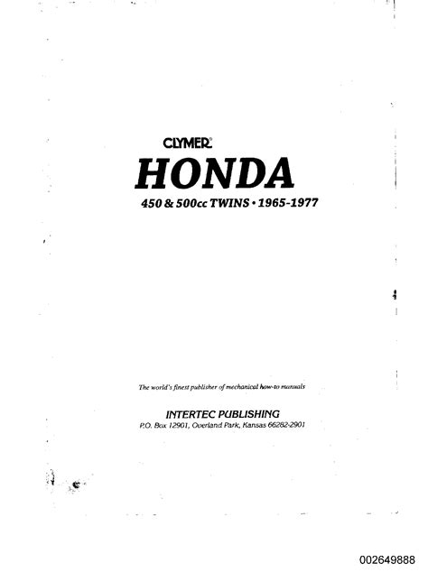 Honda Twins 450 500 Cc 1965 1987 Service Manual Download