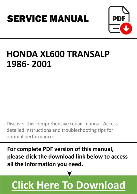 Honda Xl600 Transalp 1986 2002 Service Manual Parts Catalog