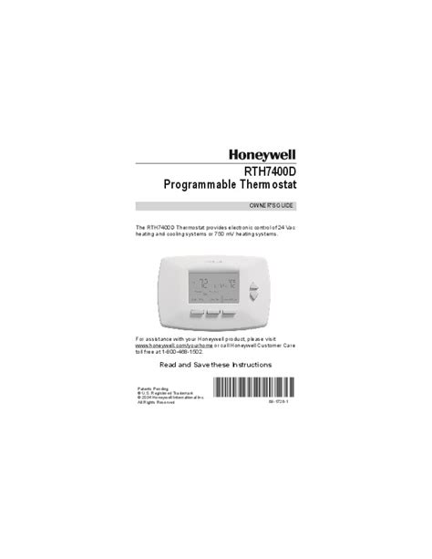 Honeywell Programmable Thermostat Owner Manual