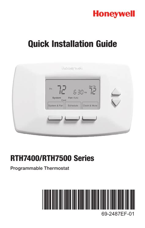 Honeywell Rth7500 Installation Manual