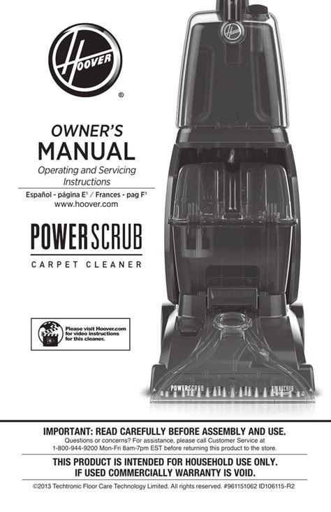 Hoover Quick And Light Carpet Cleaner User Manual