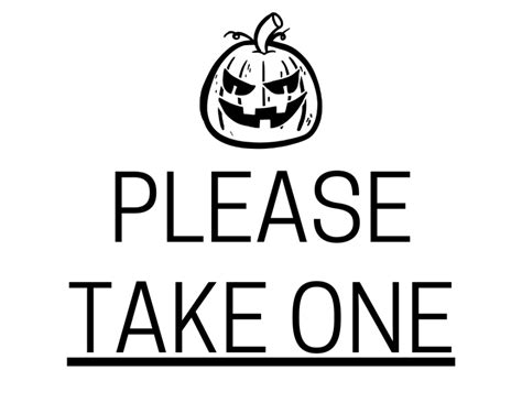 Horizontal Halloween Please Take One Sign Free Printable
