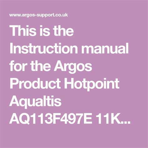 Hotpoint Aqualtis Washing Machine User Manual