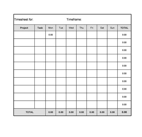 Hour Timesheet Free Template