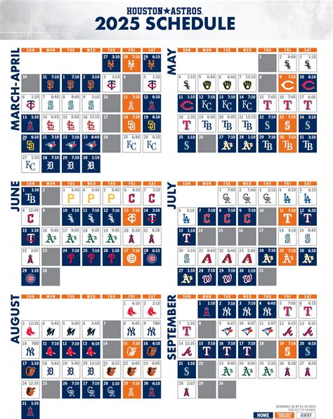 Houston Astros Printable Schedule
