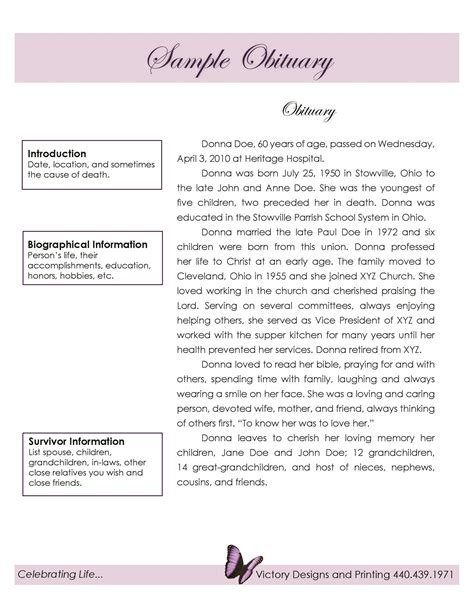 How Do You Write An Obituary Template