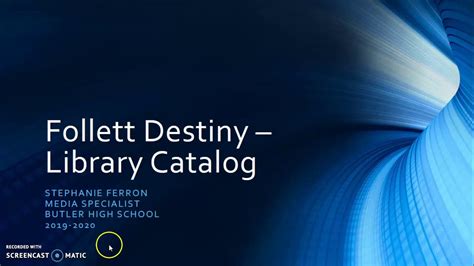 How To Catalog A Book Using Follett Destiny