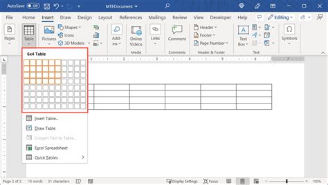How To Make Table Chart In Word