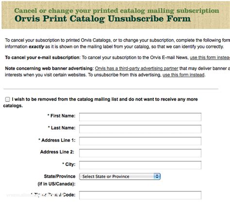 How To Remove Name From Catalog Mailing List