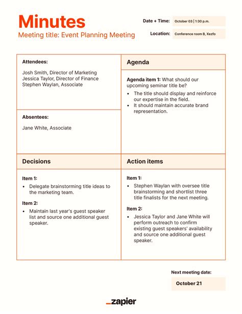 How To Write Meeting Minutes Template