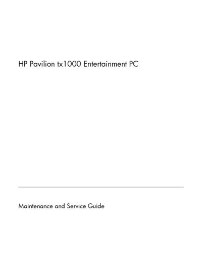 Hp Compaq Pavilion Tx1000 Service Guide Manual