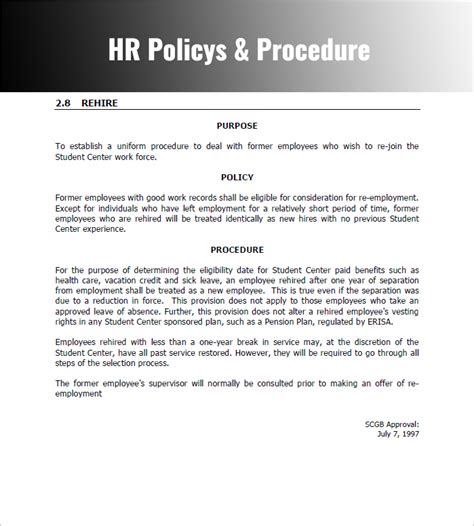 Hr Policies And Procedures Template