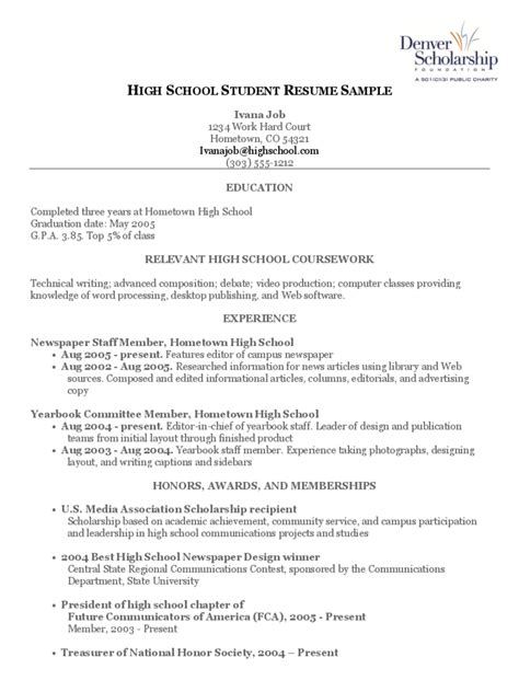 Hs Resume Template