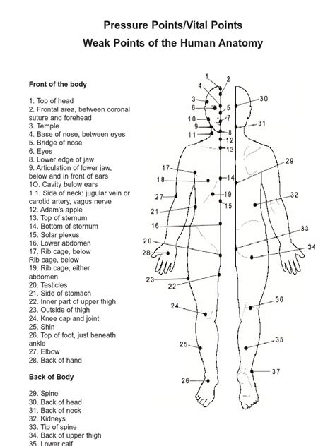 Human Body Pressure Points Chart