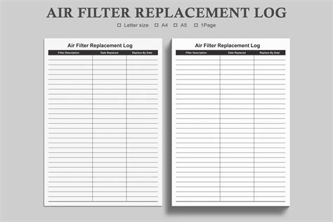 Hvac Filter Change Log Template