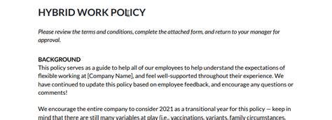 Hybrid Working Policy Template