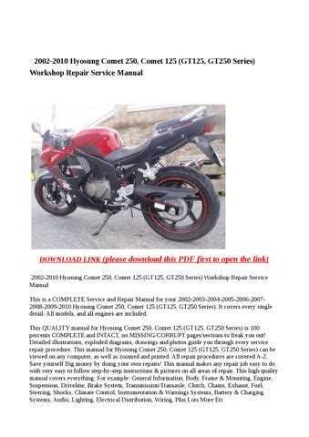 Hyosung Comet 125 Gt125 2002 2010 Repair Service Manual Pdf