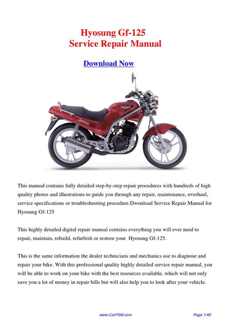 Hyosung Gf 125 Service Repair Manual