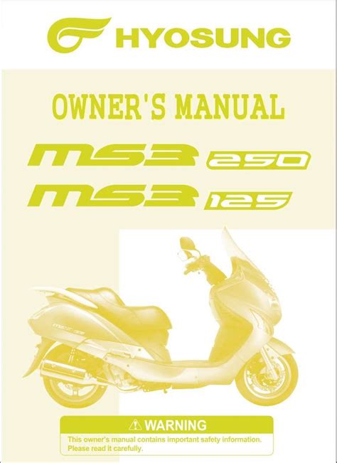 Hyosung Ms3 250 Scooter Full Service Repair Manual 2007 2012