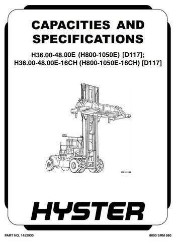 Hyster Challenger H1050eh H800e H880e H970e Forklift Service Repair Manual Parts Manual Download D117