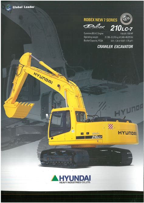 Hyundai Crawler Excavator Robex 210lc 7 Operators Manual